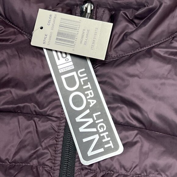 32 Heat Womens XXL Ultra Light 32 Down Quilted Jacket‎ Coat Knit Sleeves Purple - Picture 4 of 9